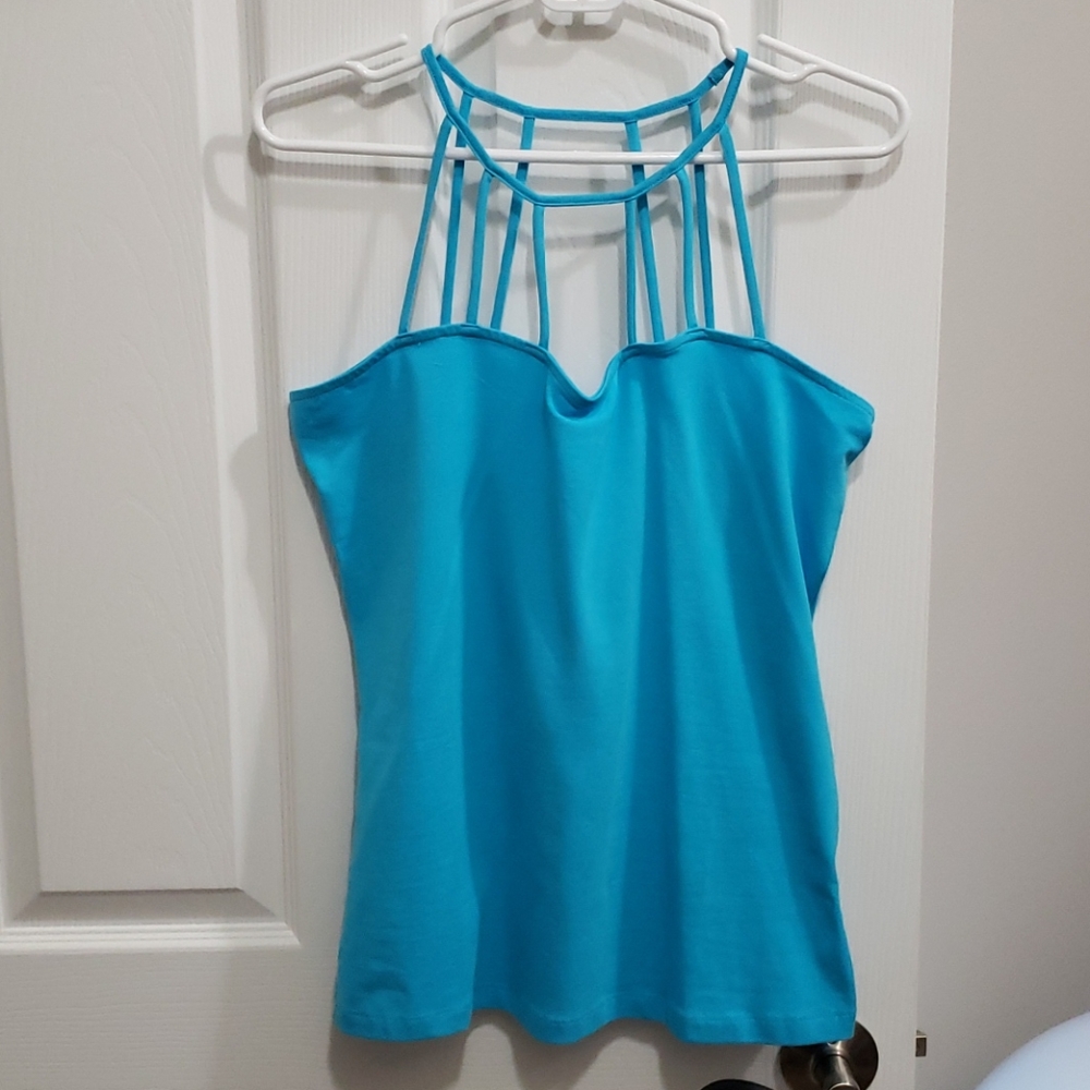 Venus Strappy Detail Top, Teal, Size Large